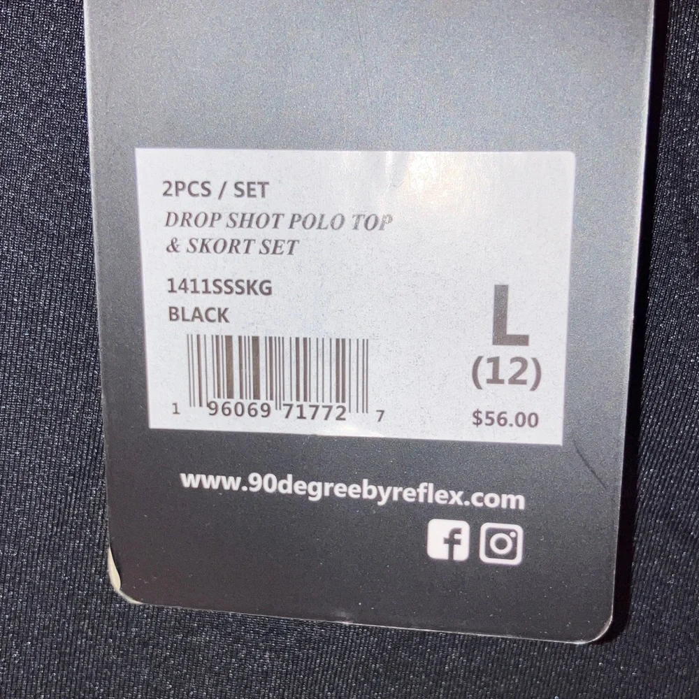 90 Degree By Reflex Black Polo and Skort Set Athletic Girls‎ Size 12